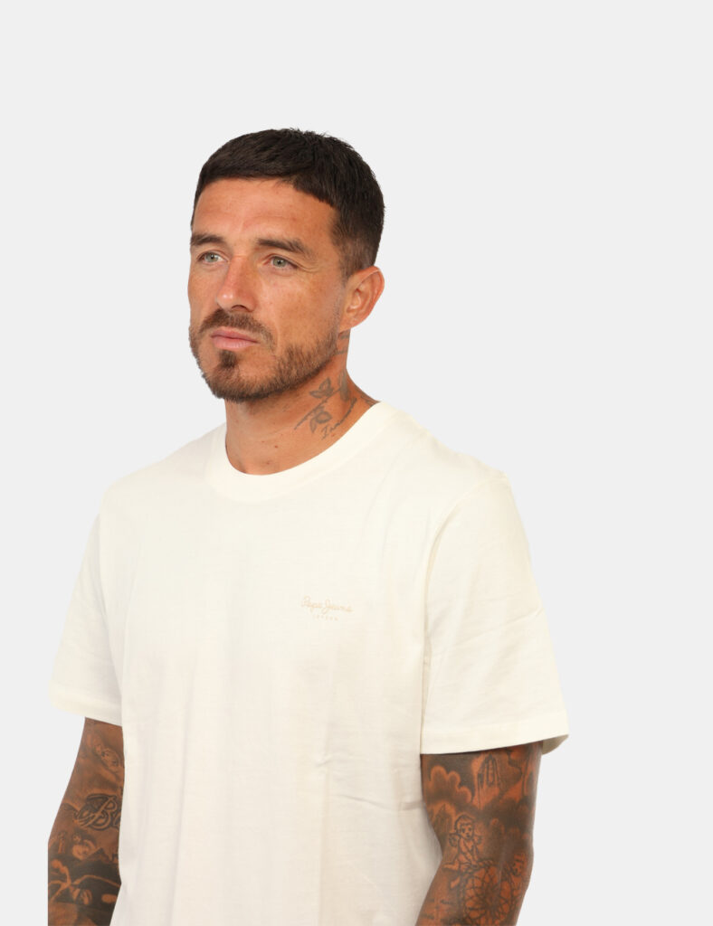 t-shirt in cotone uomo scontata - T-shirt Pepe Jeans Bianca