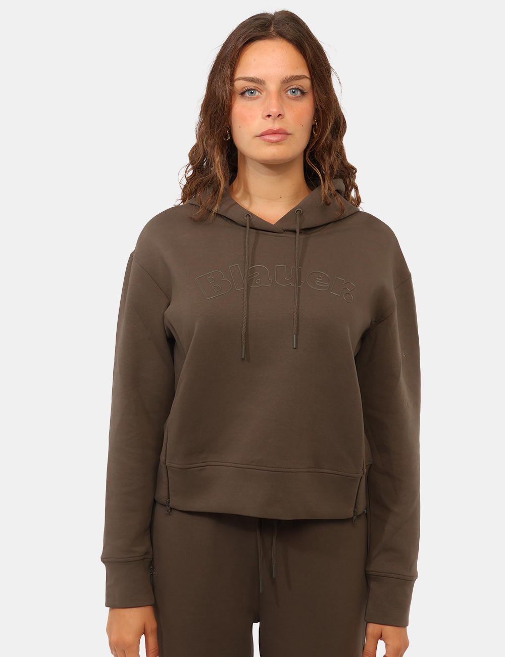 26WBLDF08306-M-CC_MARRONE_AI26_6 Felpa Blauer Marrone tg.S - Felpa BLAUER Marrone da donna La Felpa BLAUER Marrone da donna è un capo casual dal carattere co