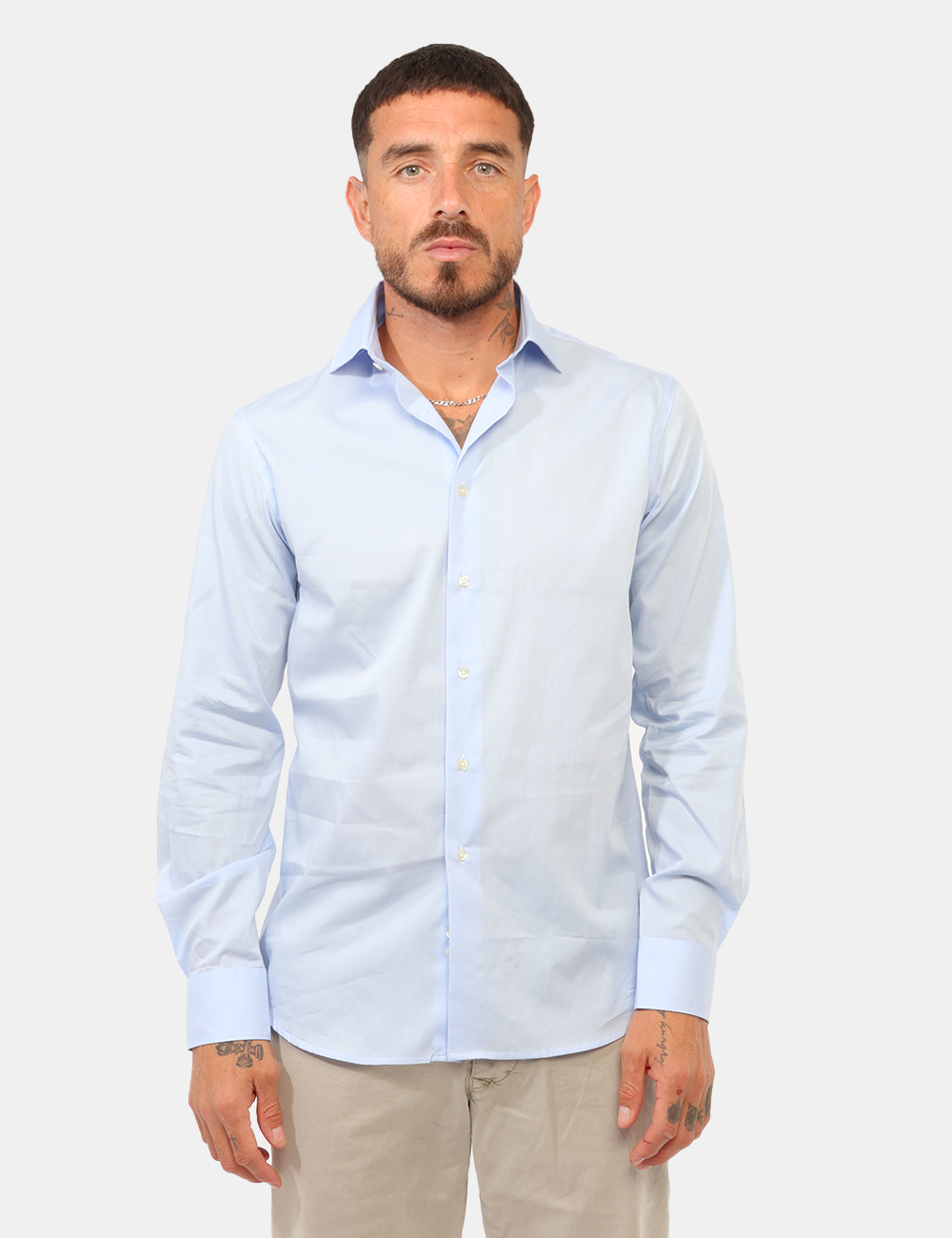 ANDREA_MICENE-POPELINE-AZZURRO_PE26_5 Camicia Prj22. Azzurra - Camicia PRJ22. Azzurra da uomo La Camicia PRJ22. Azzurro da uomo è un capo essenziale e versatile,