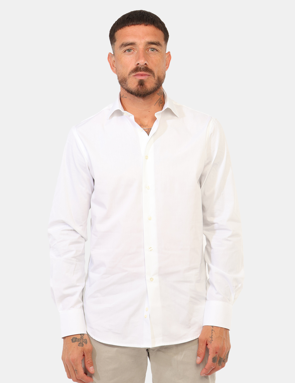 ANDREA_TWILL-BIANCO_PE26_5 Camicia Prj22. Bianca - Camicia PRJ22. Bianca da uomo La Camicia PRJ22. Bianca da uomo è un capo essenziale e versatile, per