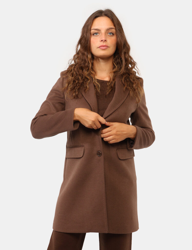Abbigliamento donna scontato - Cappotto Materica Marrone