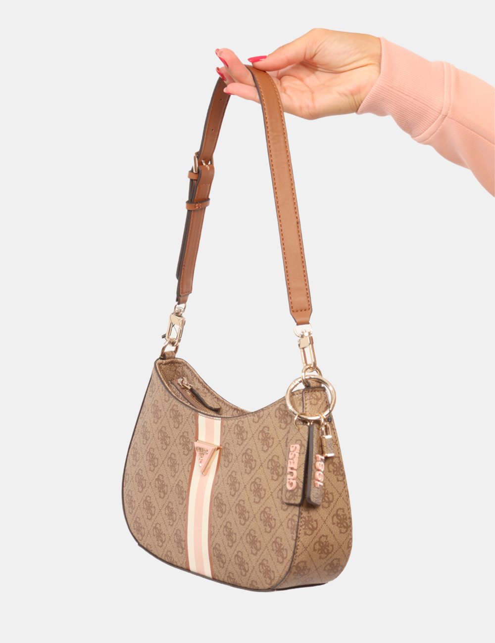 HWSS78-79180-AOB_LATTE-LOGO_AI26_4 Borsa Guess Marrone - Borsa Guess Marrone da donna La Borsa GUESS Marrone da donna è un accessorio versatile e riconoscibile