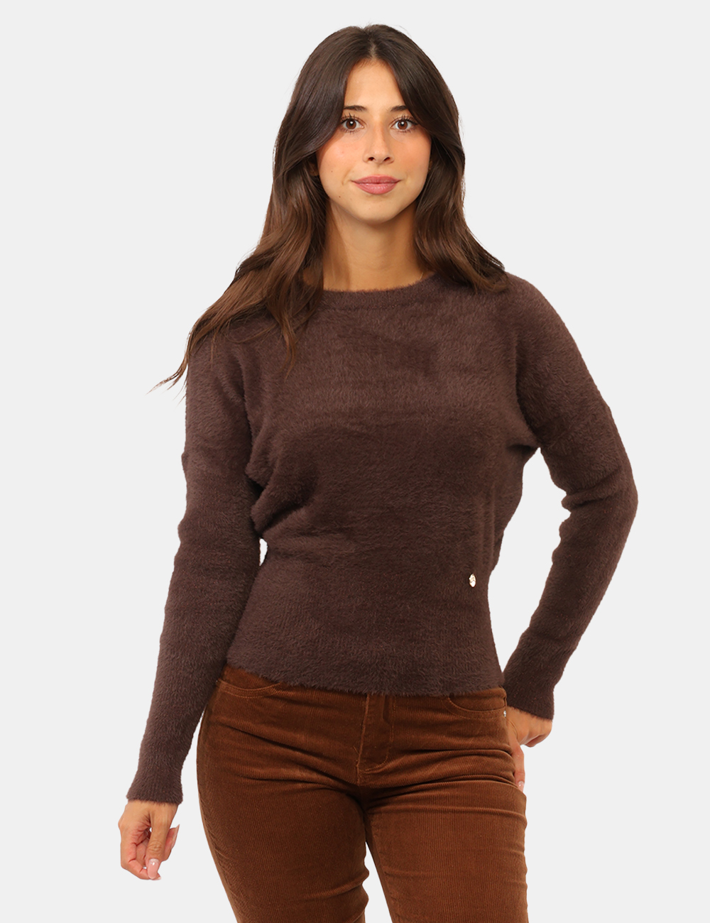 M014-IS00_MORO_AI26_1 Maglia Yes Zee Marrone - Maglia YES ZEE Marrone da donna La Maglia YES ZEE Marrone da donna è un capo caldo nell'aspetto e f