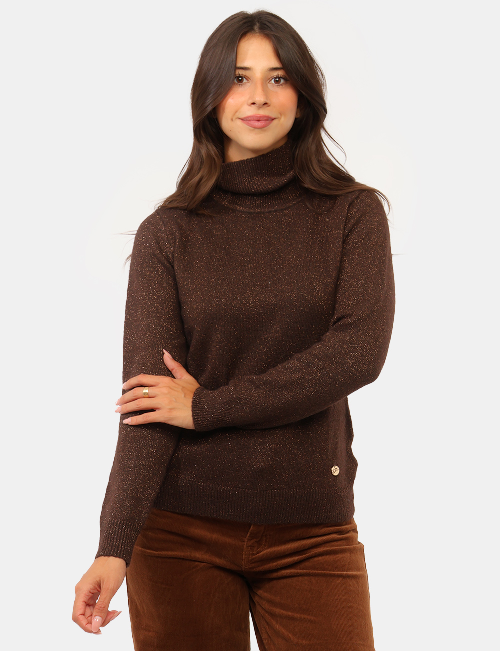 M048-BN00_MORO_AI26_1 Maglia Yes Zee Marrone - Maglia YES ZEE Marrone da donna La Maglia YES ZEE Marrone da donna è un capo femminile e versatile,