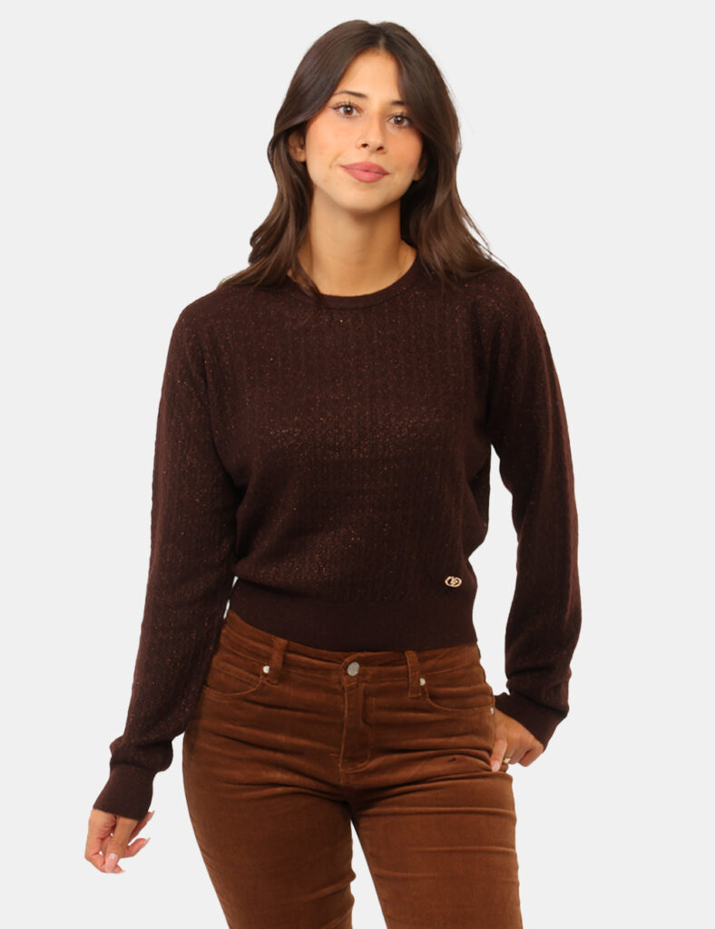 Abbigliamento donna scontato - Maglia Yes Zee Marrone