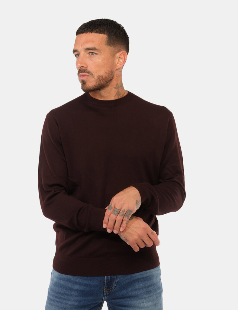 Maglia Gazzarrini Viola/Marrone 100% Lana Merinos - Maglia GAZZARRINI Marrone Melanzana da uomo La Maglia GAZZARRINI Marrone