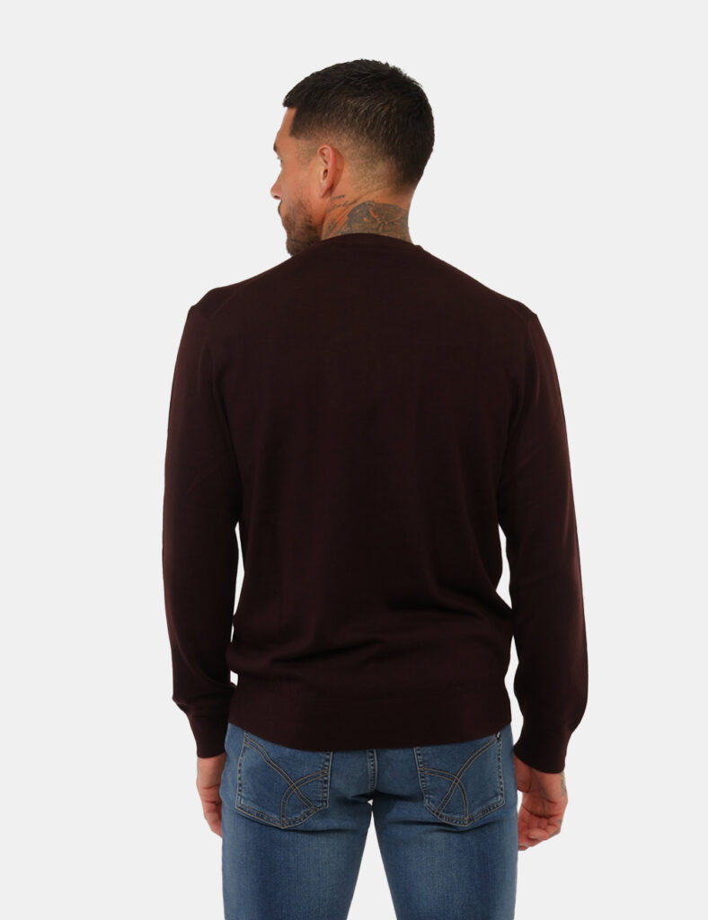 Maglia Gazzarrini Viola/Marrone 100% Lana Merinos - Maglia GAZZARRINI Marrone Melanzana da uomo La Maglia GAZZARRINI Marrone