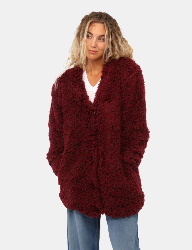 Abbigliamento donna scontato - Pelliccia Guess Bordeaux