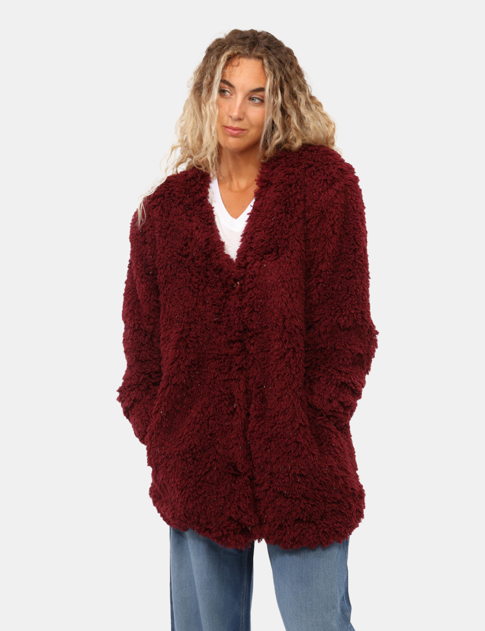 W6RL45-WL480-SC_BURGUNDY-ROSE_AI26_1 Pelliccia Guess Bordeaux - Pelliccia Guess Bordeaux da donna La Pelliccia GUESS Bordeaux da donna è un capospalla dal caratt