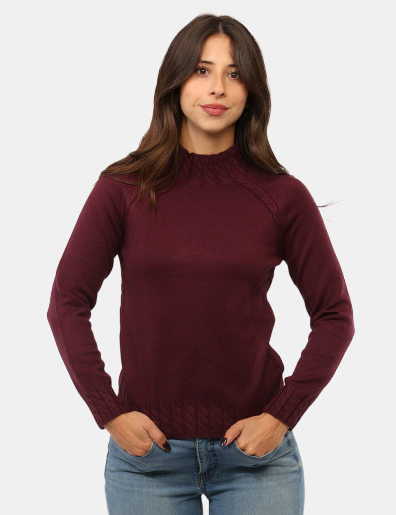 Abbigliamento donna scontato - Maglia Materica Bordeaux