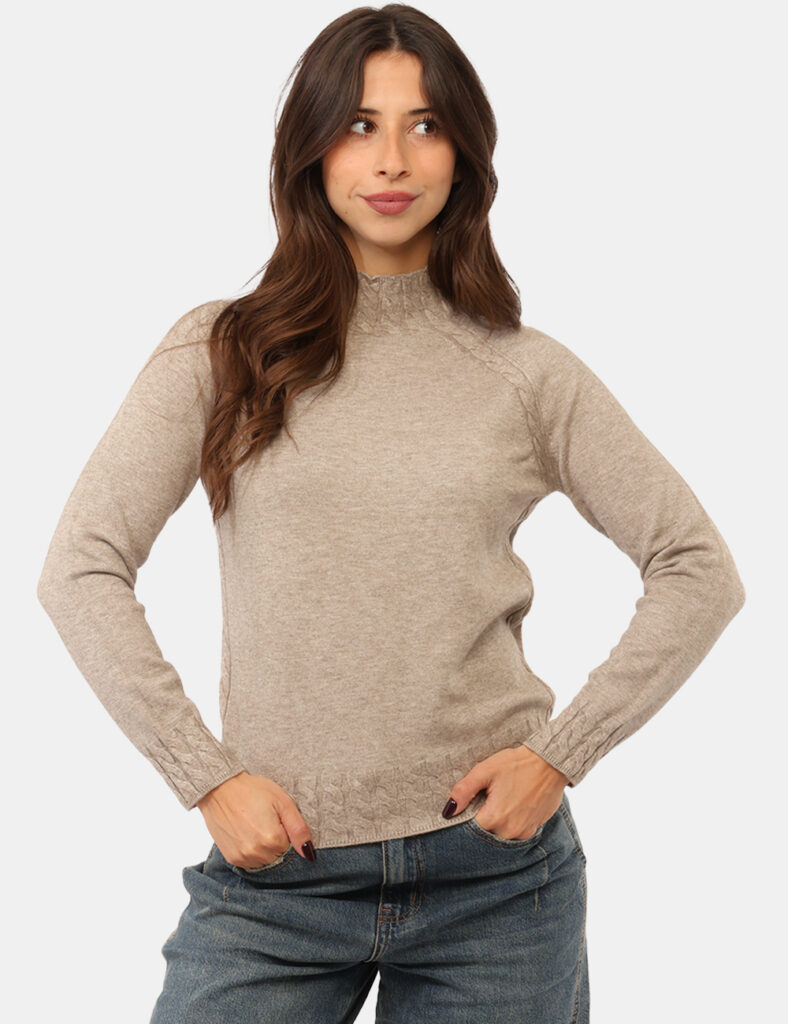 Abbigliamento donna scontato - Maglia Materica Beige