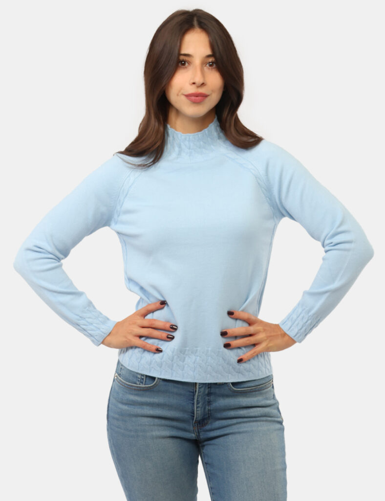 Abbigliamento donna scontato - Maglia Materica Azzurra