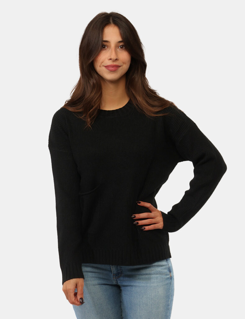 Abbigliamento donna scontato - Maglia Materica Nera