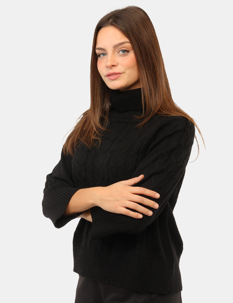 Abbigliamento donna scontato - Maglia Materica Nera