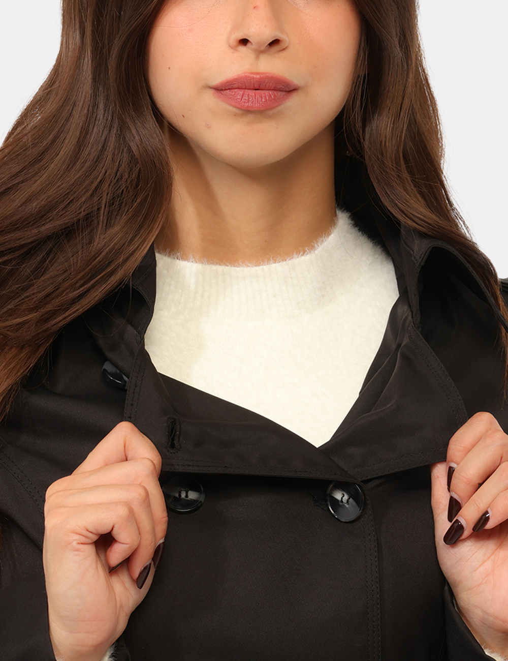 Trench Concept83 Nero - Trench Concept83 Nero da Donna – Eleganza Doppiopetto e Lunghezza 3/4Il trench Concept83 nero da don