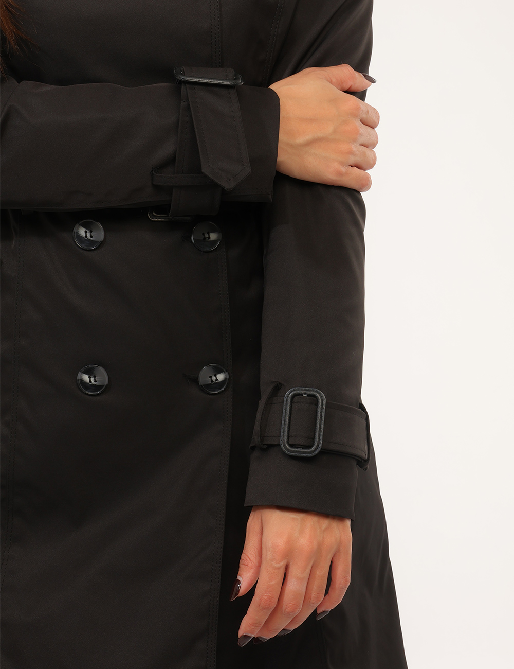 Trench Concept83 Nero - Trench Concept83 Nero da Donna – Eleganza Doppiopetto e Lunghezza 3/4Il trench Concept83 nero da don
