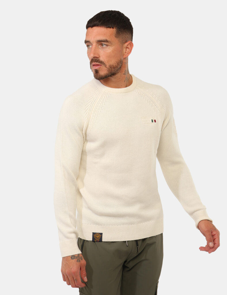 Outlet maglione uomo scontato - Maglia Aeronautica Italiana Bianca