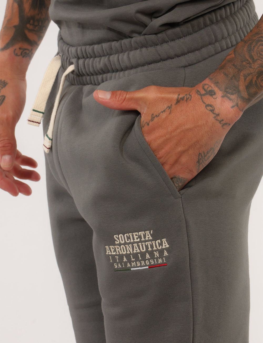 Pantalone della tuta Aeronautica Italiana Grigio - Pantalone della tuta AERONAUTICA ITALIANA Grigio da uomo Il Pantalone del