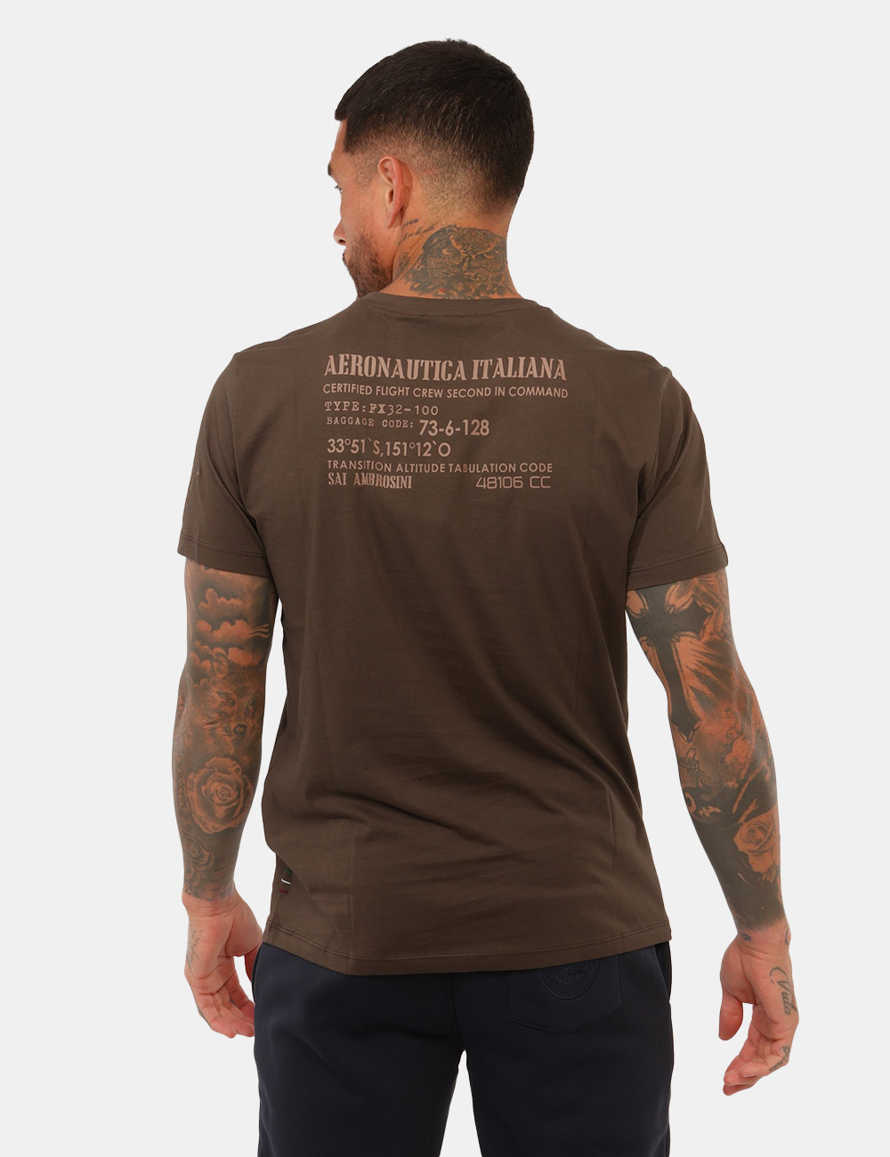 T-shirt Aeronautica Italiana Marrone - T-shirt AERONAUTICA ITALIANA Marrone da uomo La T-shirt AERONAUTICA ITALIANA Marrone