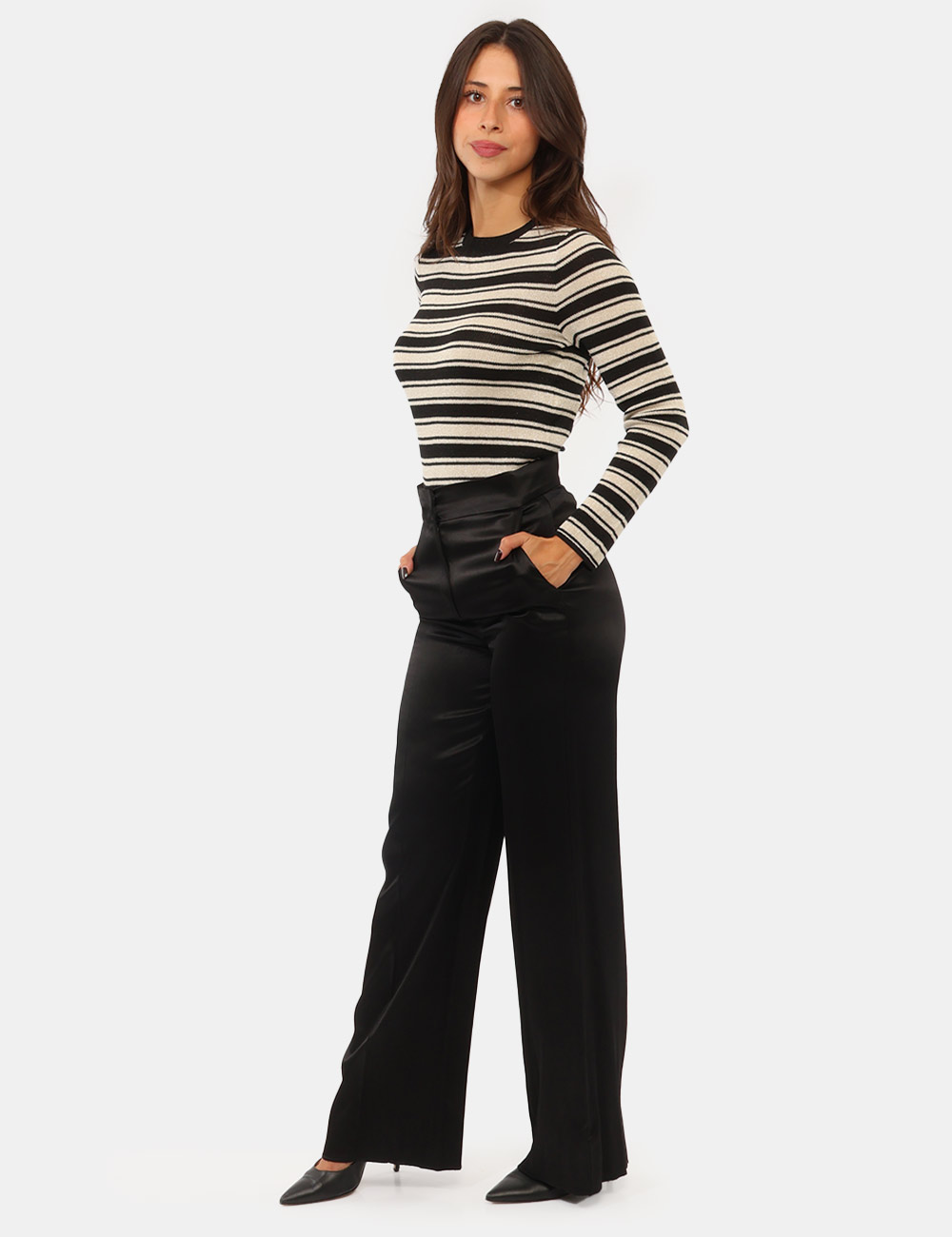 Pantalone Emme Marella Nero - Pantalone EMME MARELLA Nero da donna Il Pantalone EMME MARELLA Nero è un capo femminile elegan
