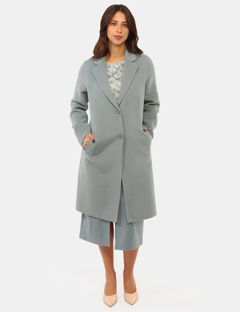 Cappotto Emme Marella Azzurro - Cappotto EMME MARELLA Azzurro da donna Il Cappotto EMME MARELLA Azzurro è un capospalla femm