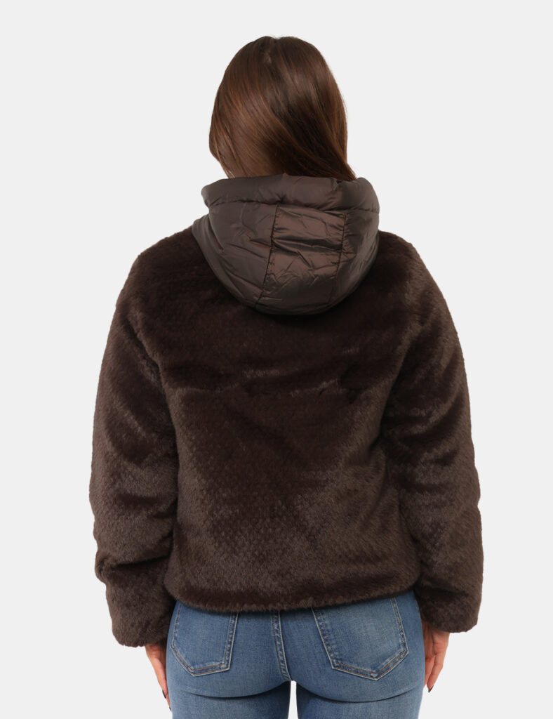 Piumino donna scontato - Pelliccia Yes Zee Marrone