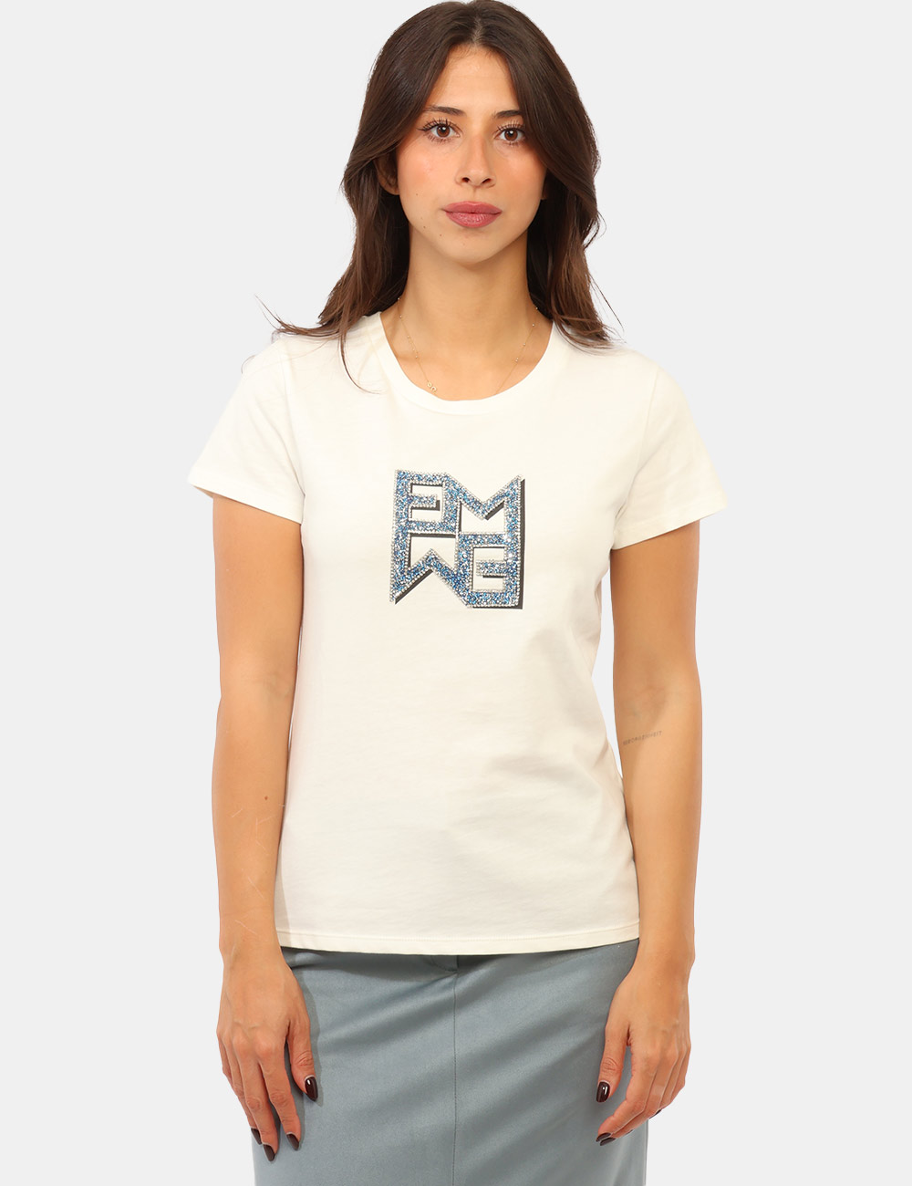 T-shirt Emme Marella Bianca - T-shirt EMME MARELLA Bianca da donna La T-shirt EMME MARELLA Bianca è un capo femminile versat